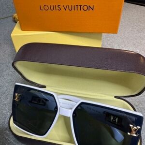 Louis Vuitton Black and White Sunglasses with Gold Accents